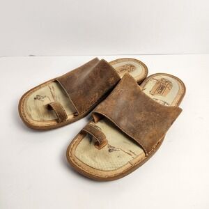 Born Tan Leather Slip-On Sandals